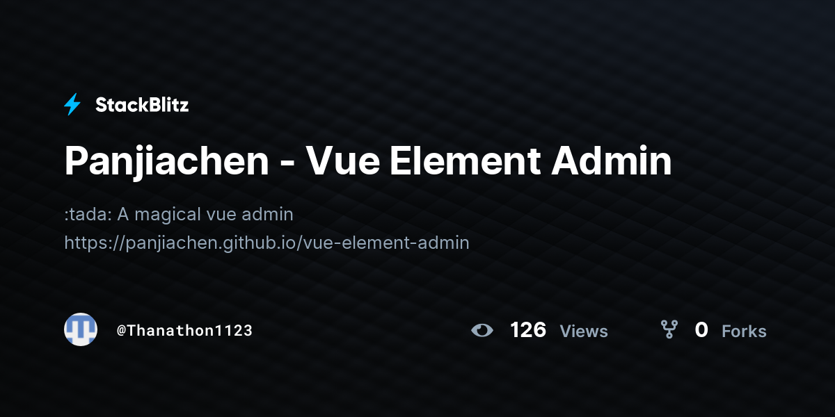 Panjiachen - Vue Element Admin - StackBlitz