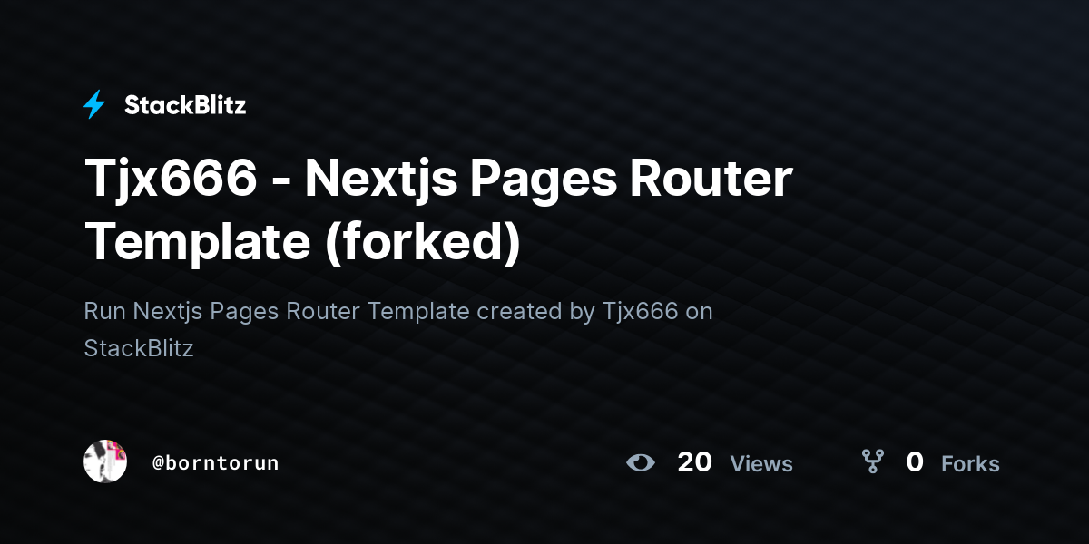 Tjx666 - Nextjs Pages Router Template (forked) - StackBlitz