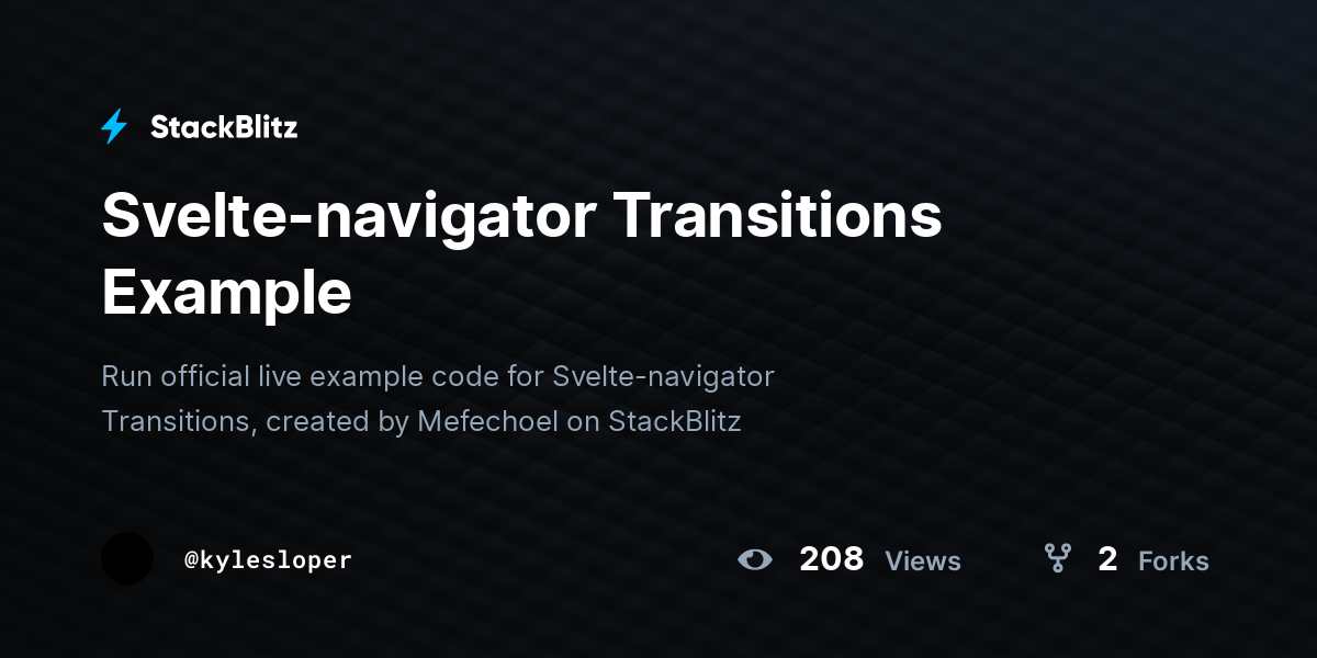 Svelte-navigator Transitions Example - StackBlitz
