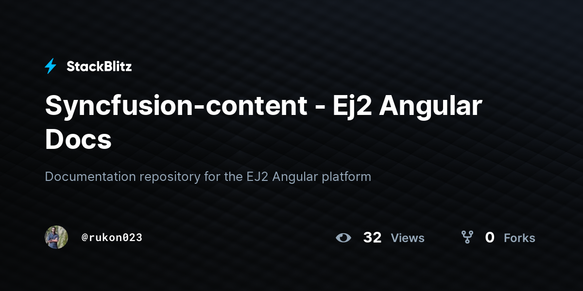 Syncfusion-content - Ej2 Angular Docs - StackBlitz