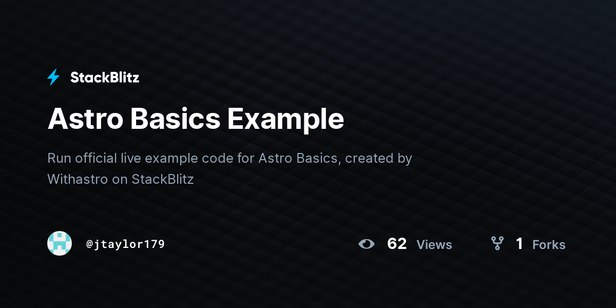 Astro Basics Example - StackBlitz