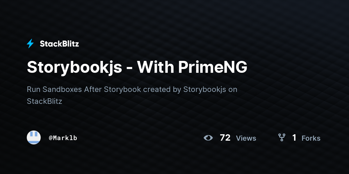 Storybookjs - With PrimeNG - StackBlitz