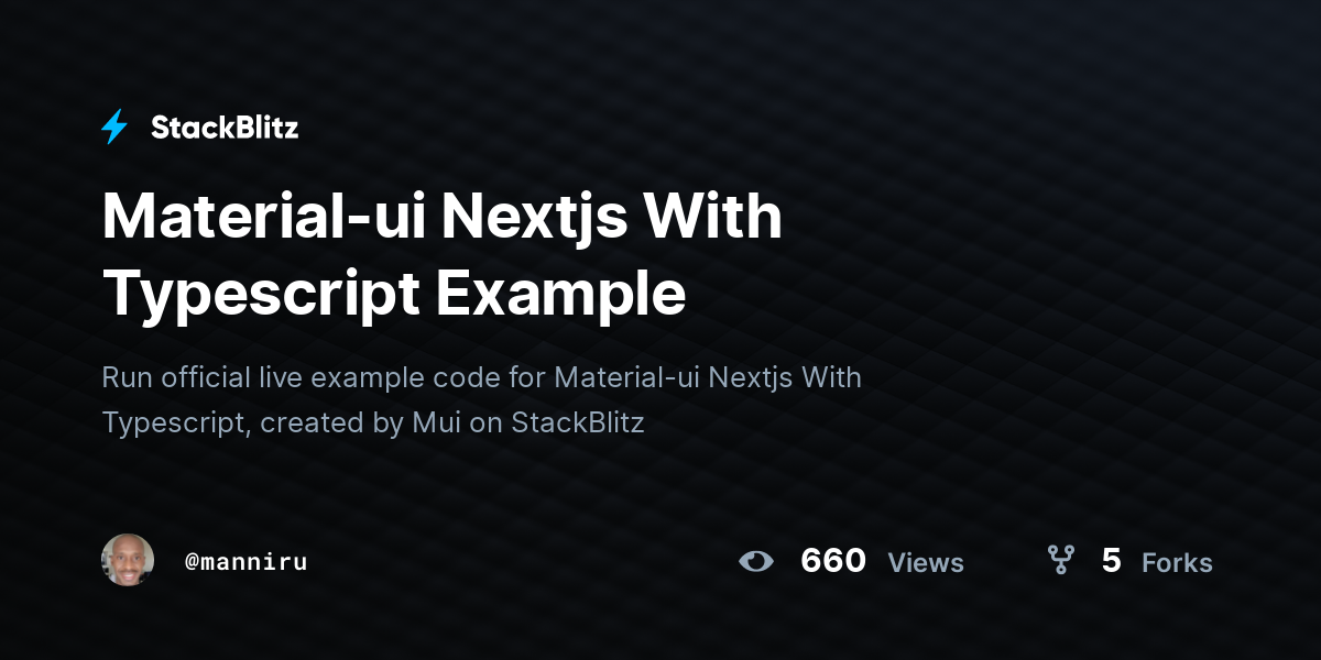 Material-ui Nextjs With Typescript Example - StackBlitz
