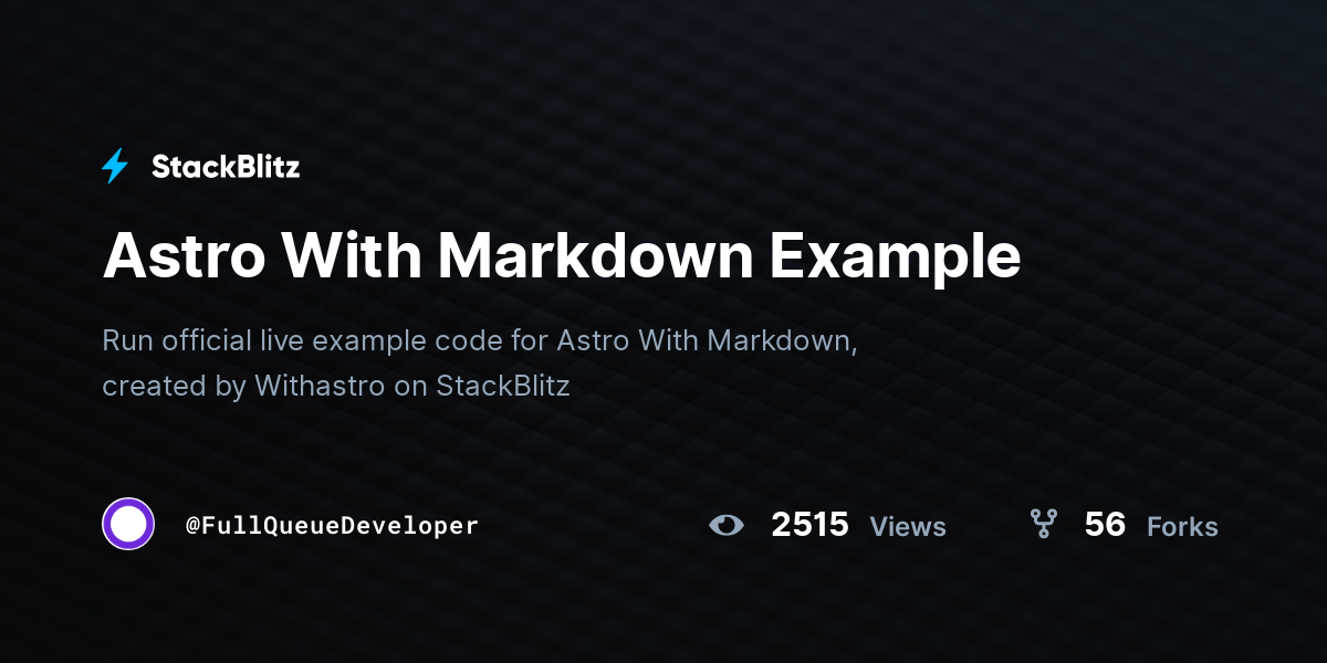 Astro With Markdown Example - StackBlitz