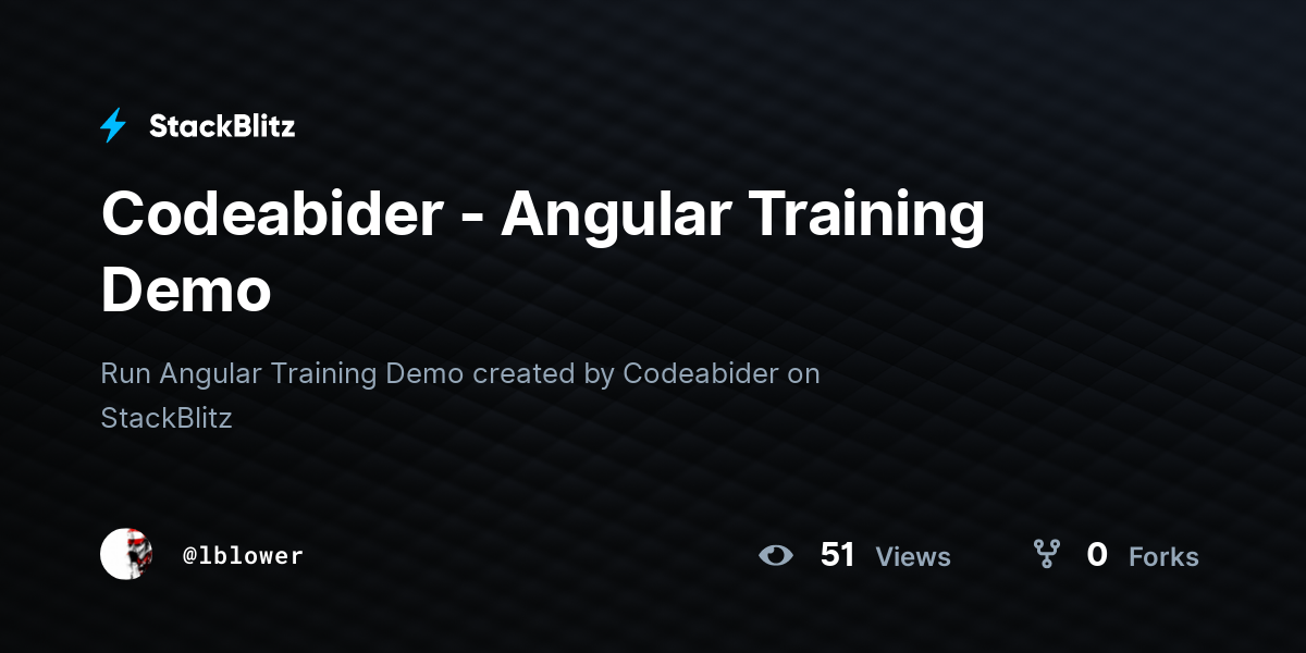 Codeabider - Angular Training Demo - StackBlitz