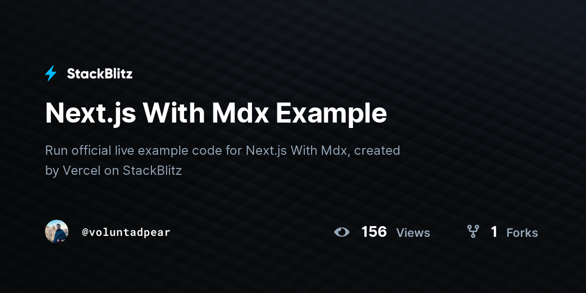 Next.js With Mdx Example - StackBlitz