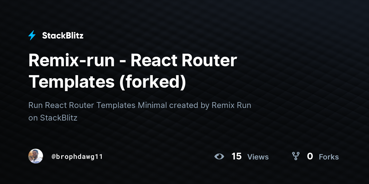 Remix-run - React Router Templates (forked) - StackBlitz