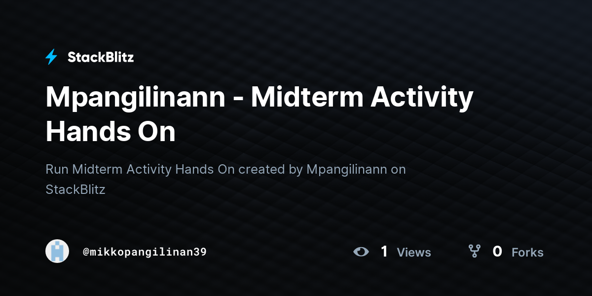 Mpangilinann - Midterm Activity Hands On - StackBlitz