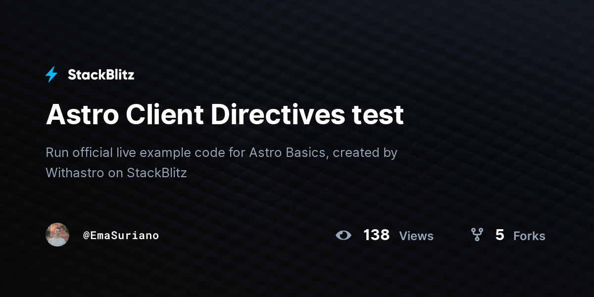 Astro Client Directives test - StackBlitz
