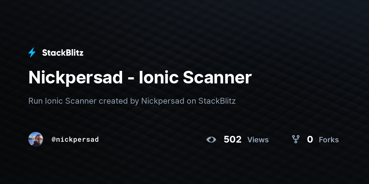 Nickpersad - Ionic Scanner - StackBlitz