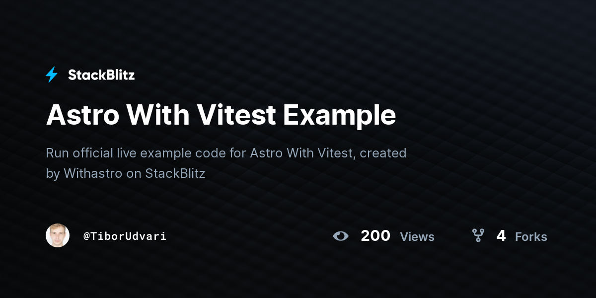 Astro With Vitest Example - StackBlitz