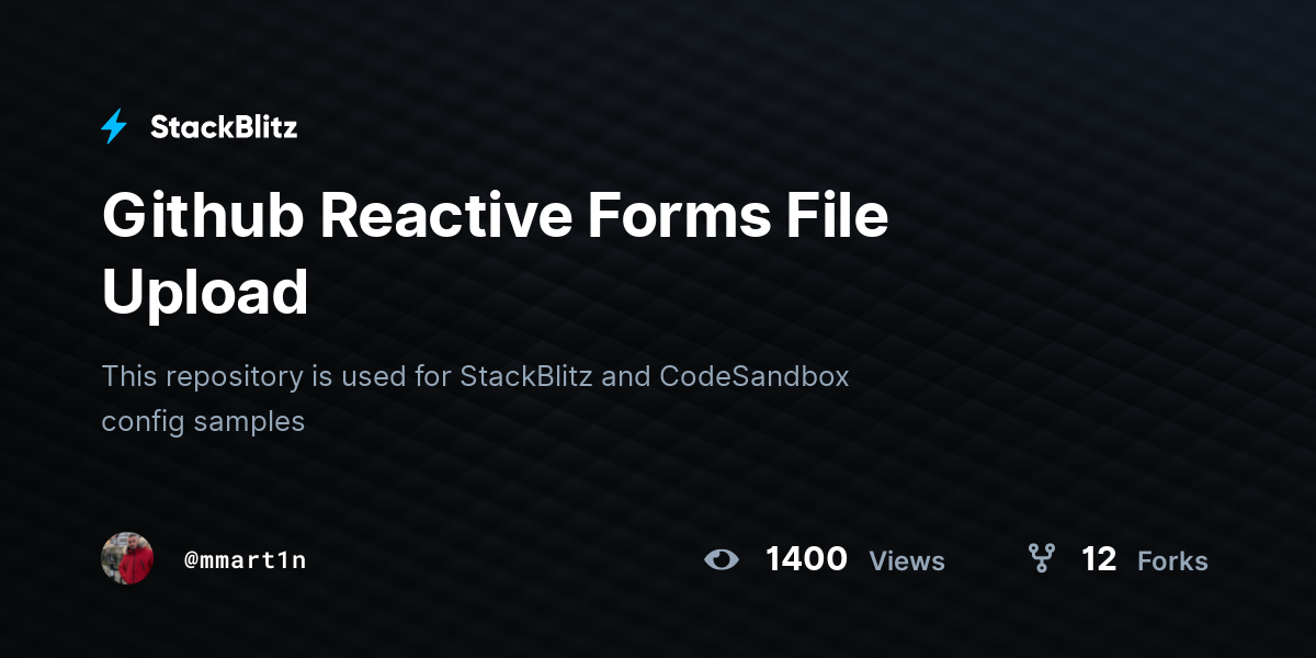Github Reactive Forms File Upload - StackBlitz