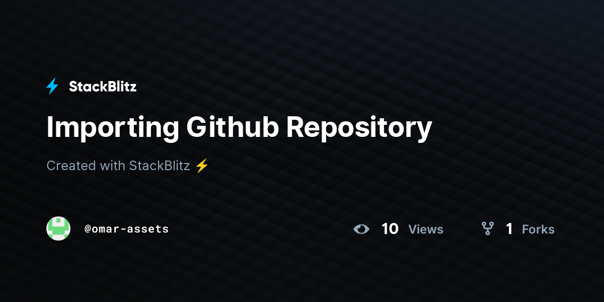 Importing Github Repository - StackBlitz