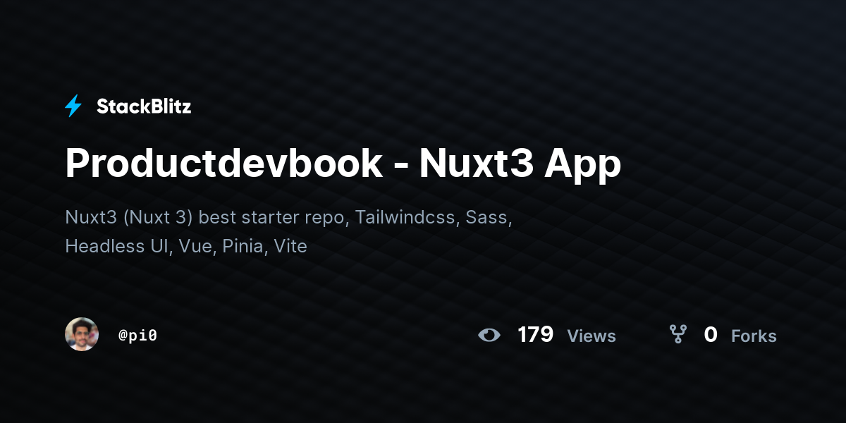 Productdevbook - Nuxt3 App - StackBlitz