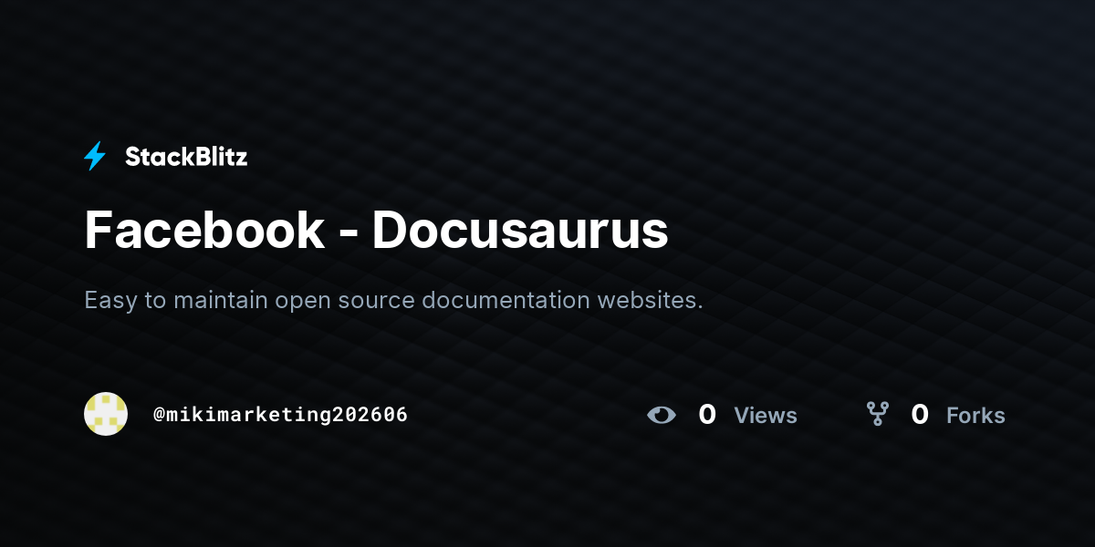Facebook - Docusaurus - StackBlitz