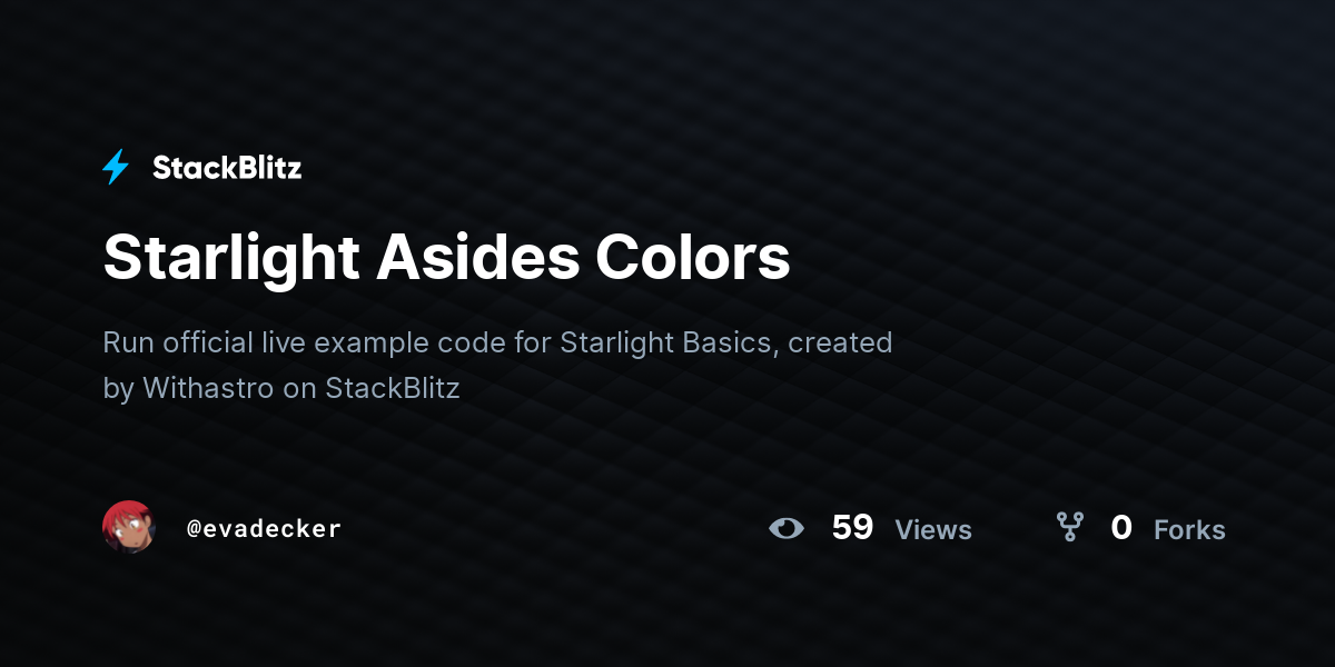 Starlight Asides Colors - StackBlitz