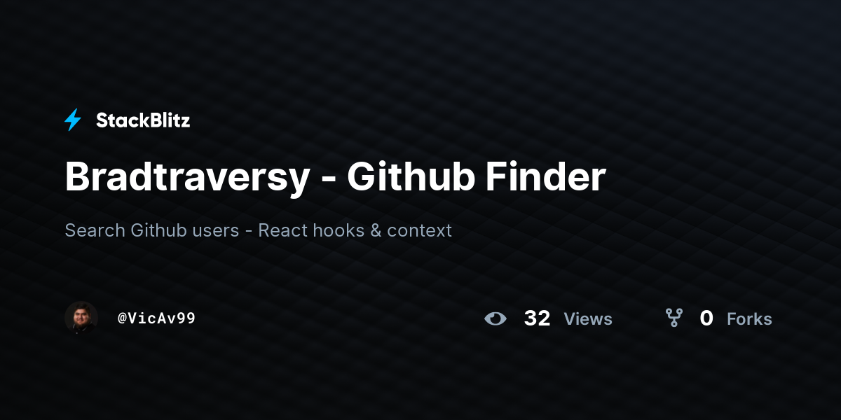 Bradtraversy - Github Finder - StackBlitz