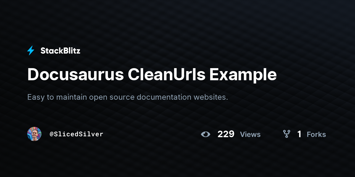 Docusaurus CleanUrls Example - StackBlitz