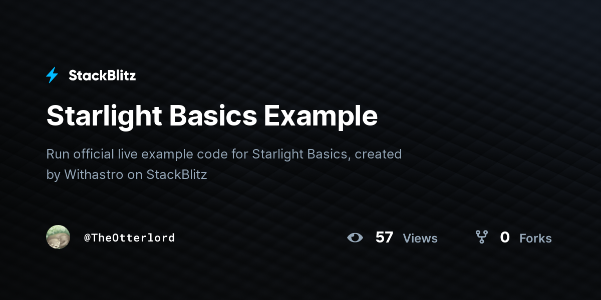Starlight Basics Example - StackBlitz