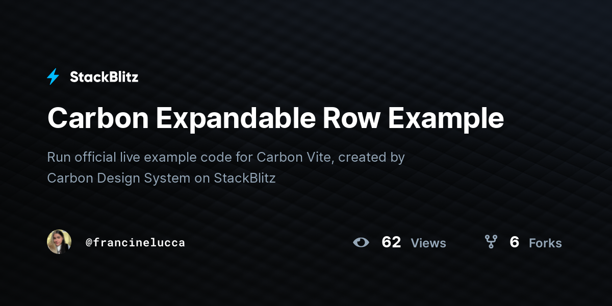 Carbon Expandable Row Example - StackBlitz