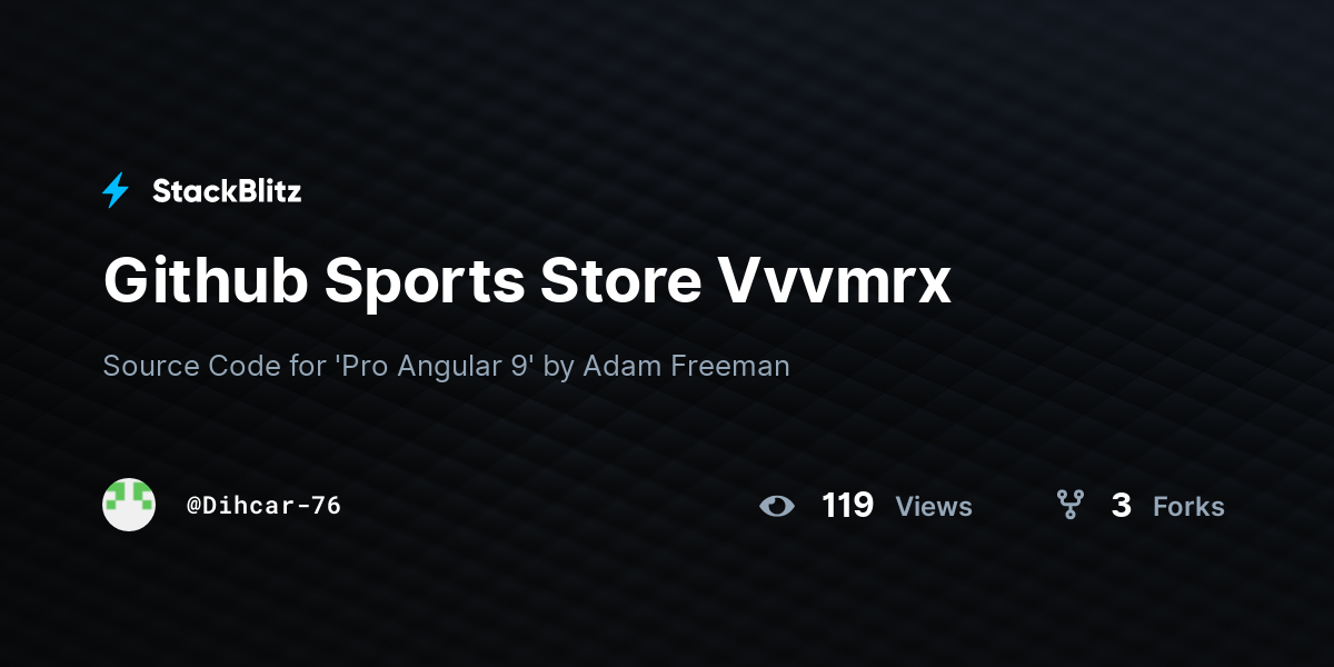 Github Sports Store Vvvmrx - StackBlitz