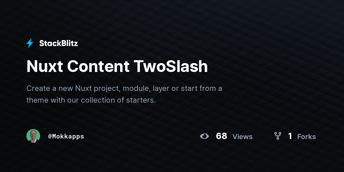 Nuxt Content TwoSlash - StackBlitz