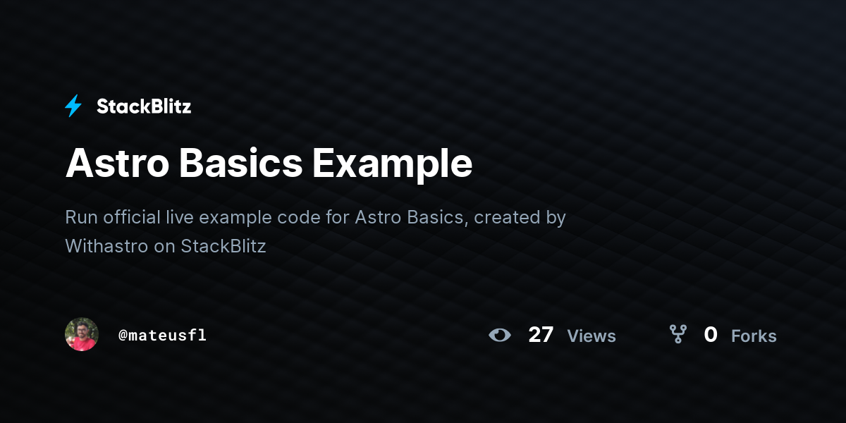 Astro Basics Example - StackBlitz