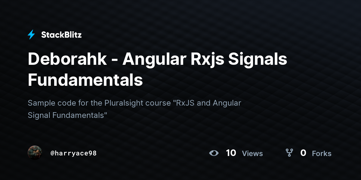 Deborahk - Angular Rxjs Signals Fundamentals - StackBlitz
