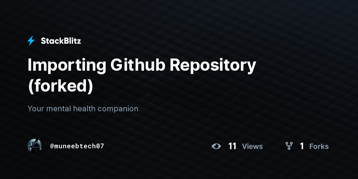 Importing Github Repository (forked) - StackBlitz