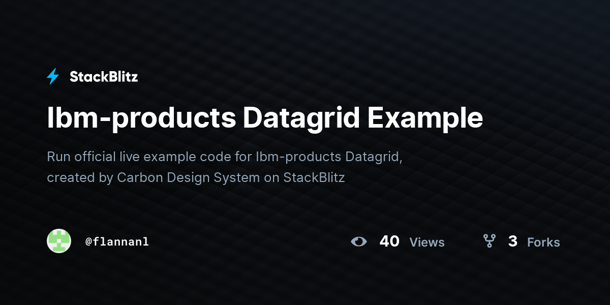 Ibm-products Datagrid Example - StackBlitz