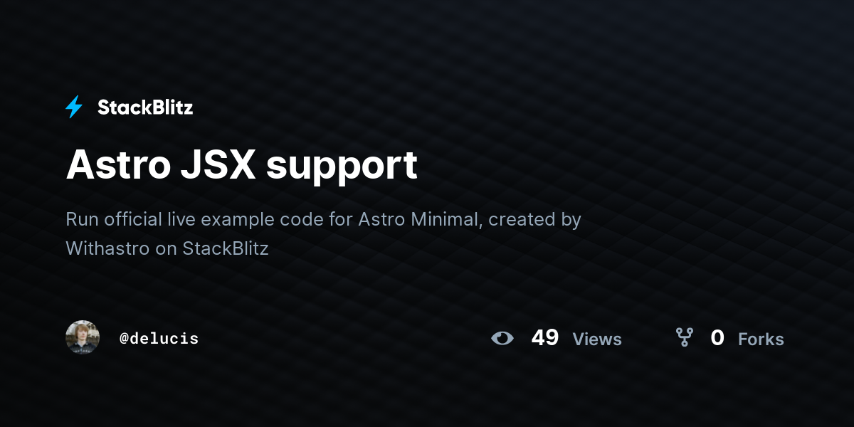 Astro JSX support - StackBlitz