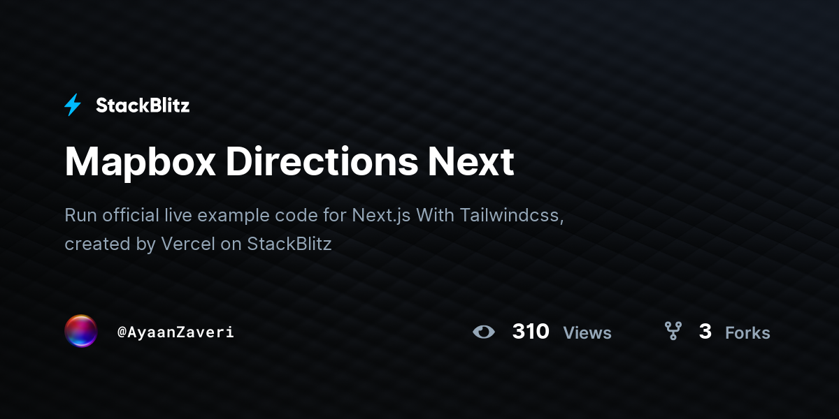 Mapbox Directions Next - StackBlitz