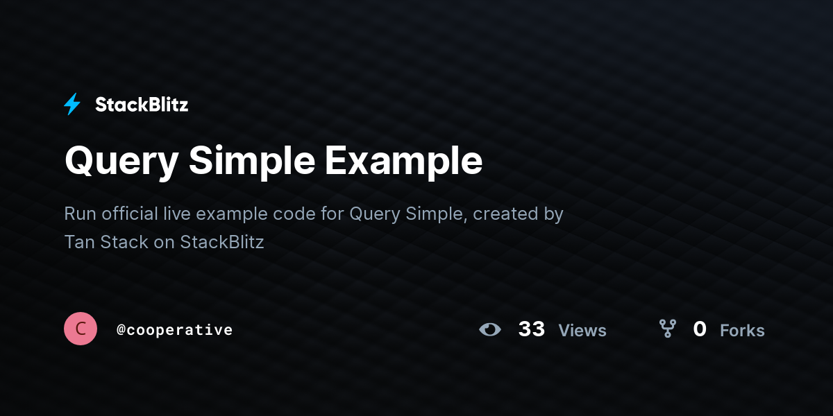 Query Simple Example - StackBlitz
