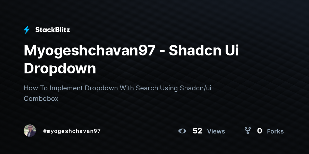 Myogeshchavan97 - Shadcn Ui Dropdown - StackBlitz