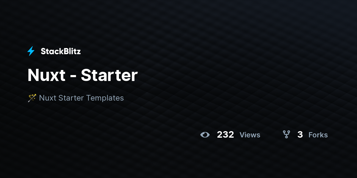 Nuxt - Starter - StackBlitz