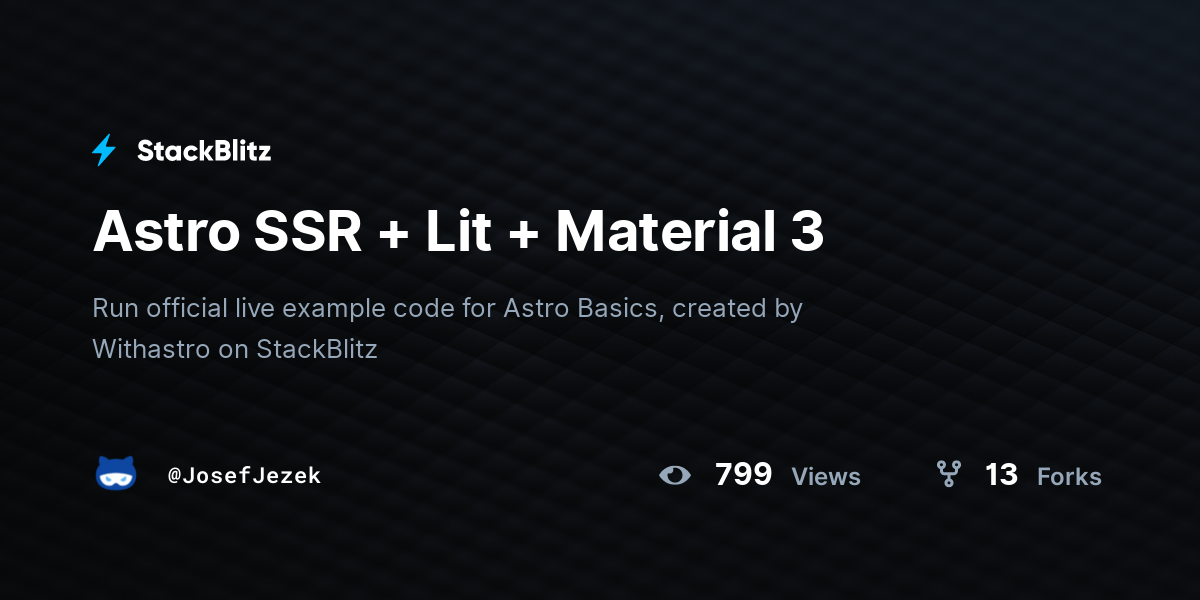 Astro SSR + Lit + Material 3 - StackBlitz