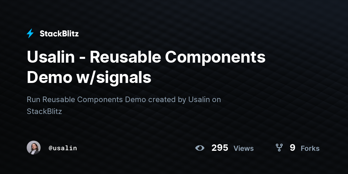 Usalin - Reusable Components Demo w/signals - StackBlitz
