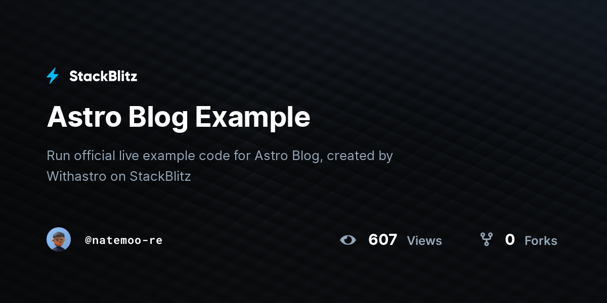 Astro Blog Example - StackBlitz
