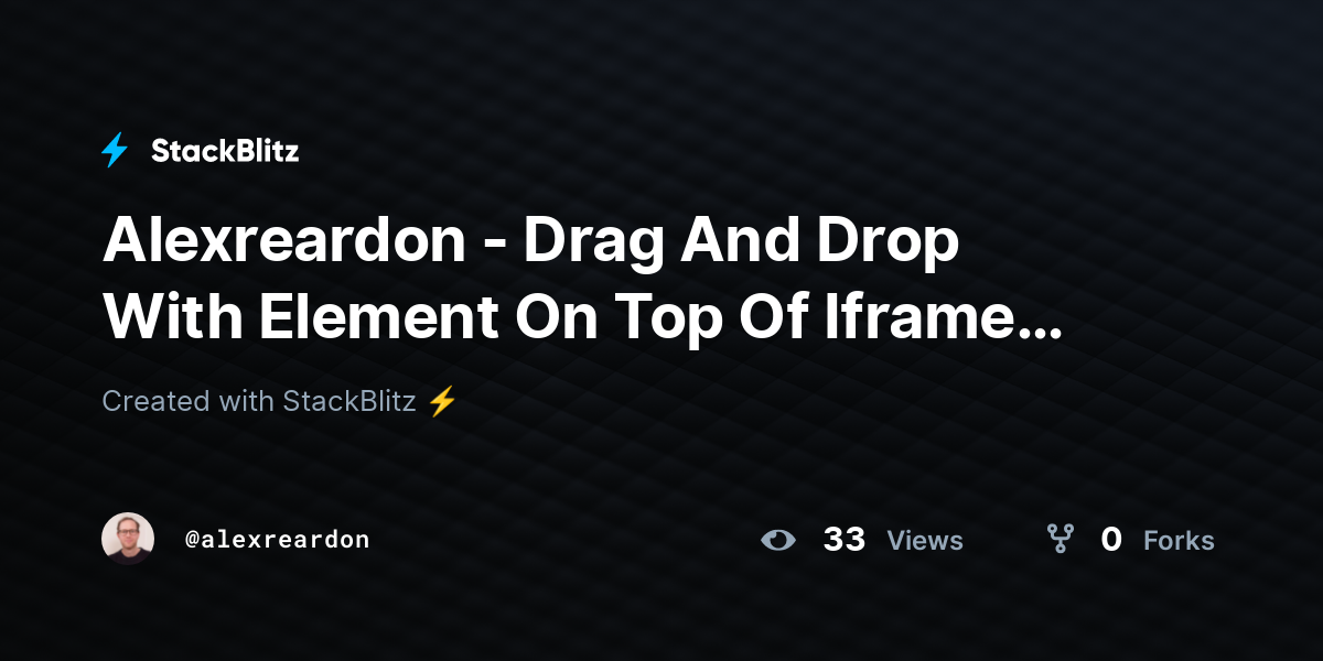 Alexreardon - Drag And Drop With Element On Top Of Iframe Bug - StackBlitz