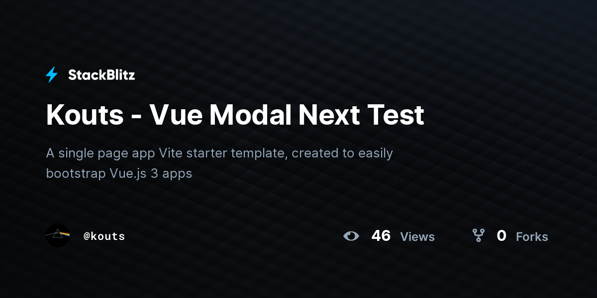 Kouts - Vue Modal Next Test - StackBlitz