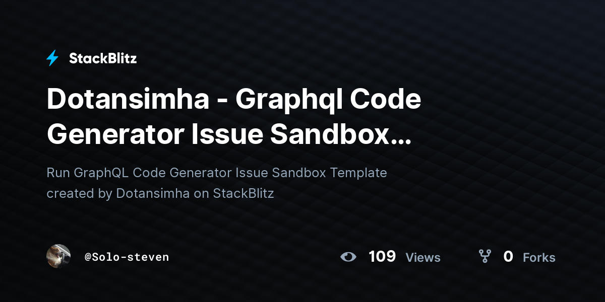 Dotansimha - Graphql Code Generator Issue Sandbox Template (forked ...