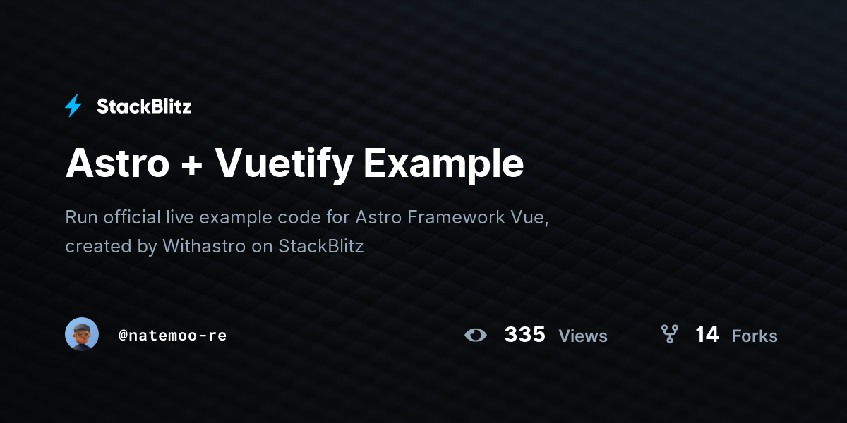 Astro + Vuetify Example - StackBlitz