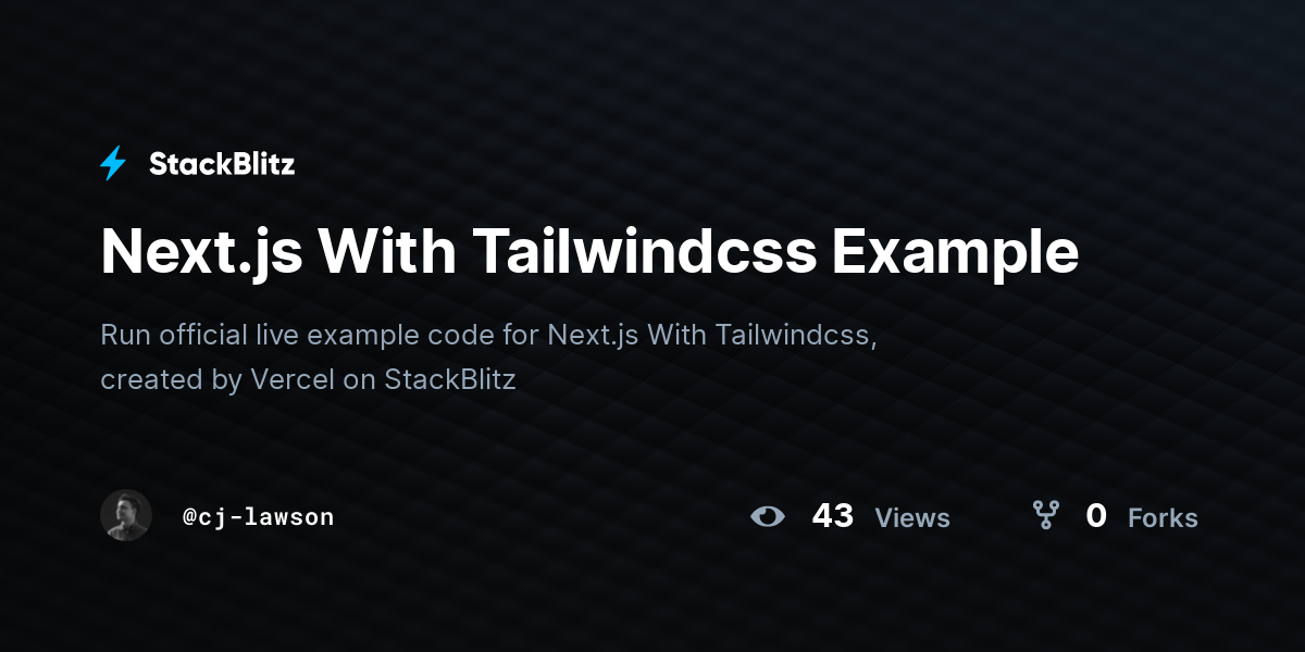 Next.js With Tailwindcss Example - StackBlitz