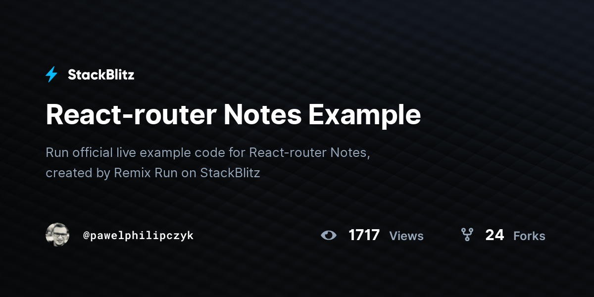 React-router Notes Example - StackBlitz