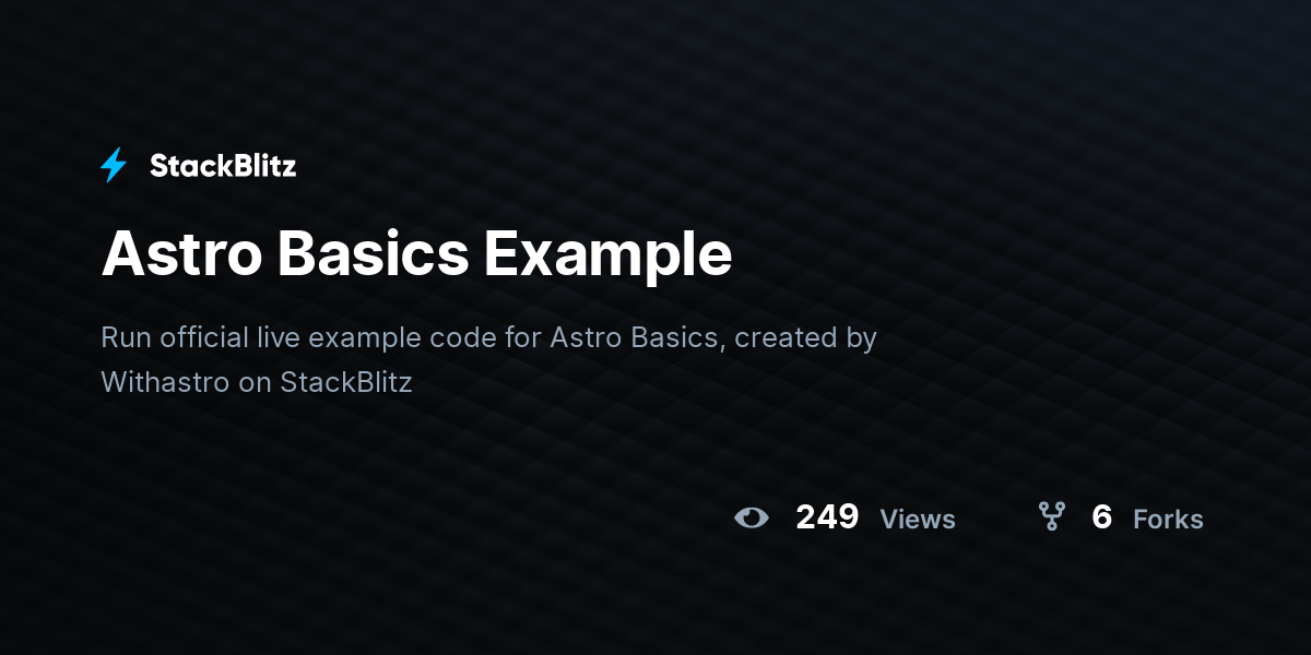 Astro Basics Example - StackBlitz
