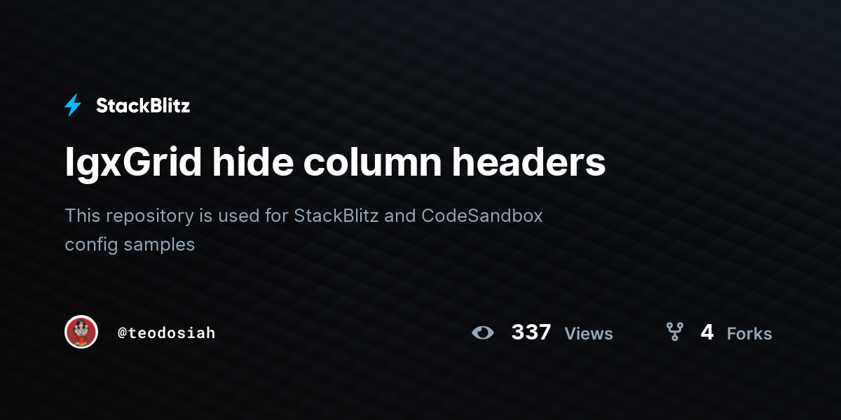 IgxGrid hide column headers - StackBlitz