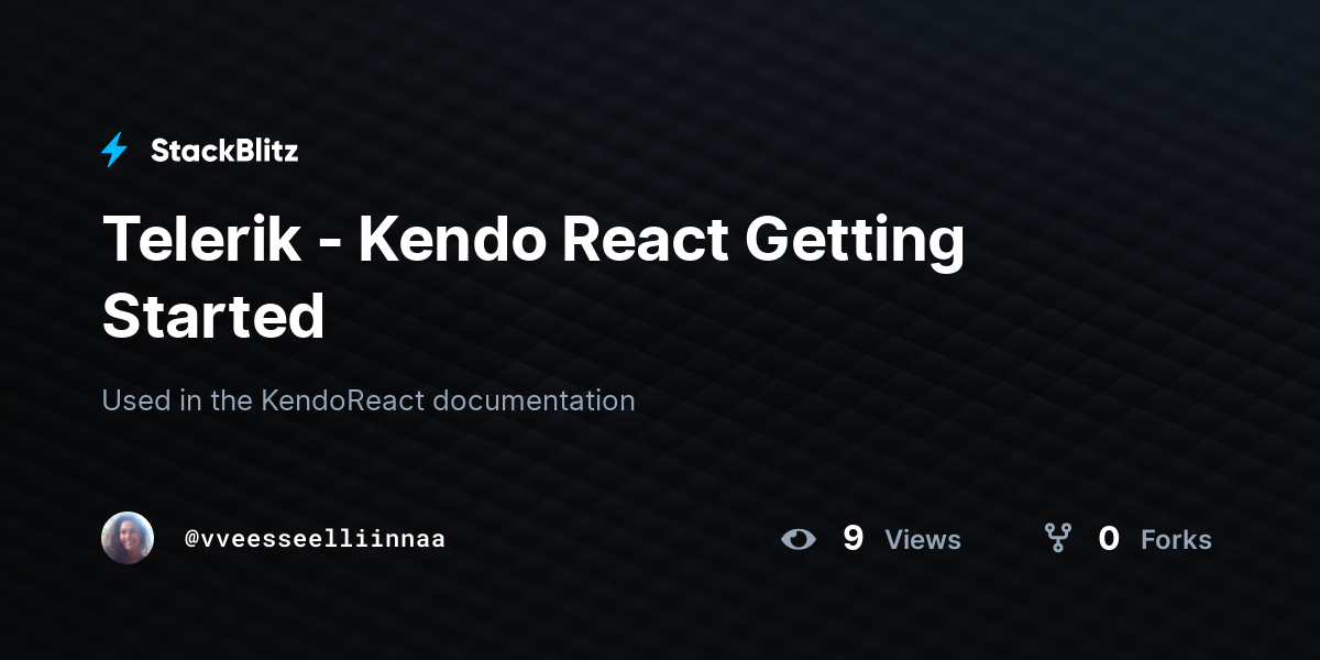 Telerik - Kendo React Getting Started - StackBlitz