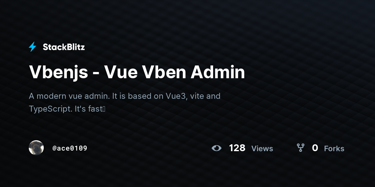 Vbenjs - Vue Vben Admin - StackBlitz
