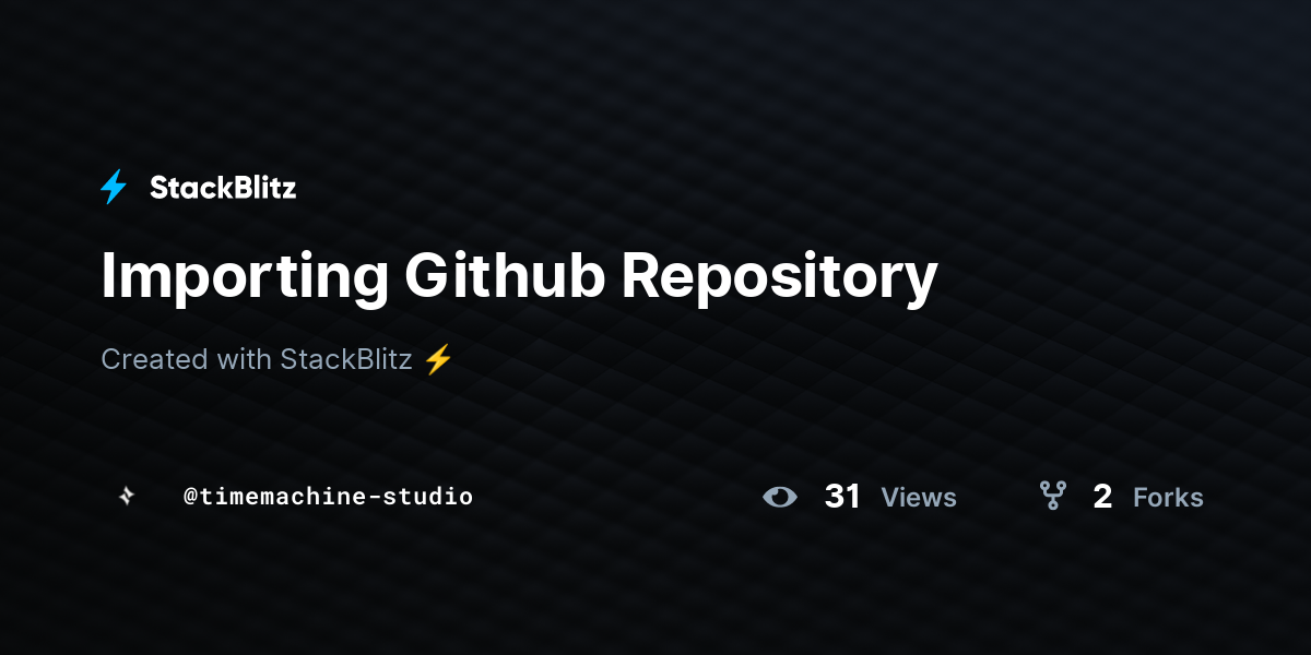 Importing Github Repository - StackBlitz