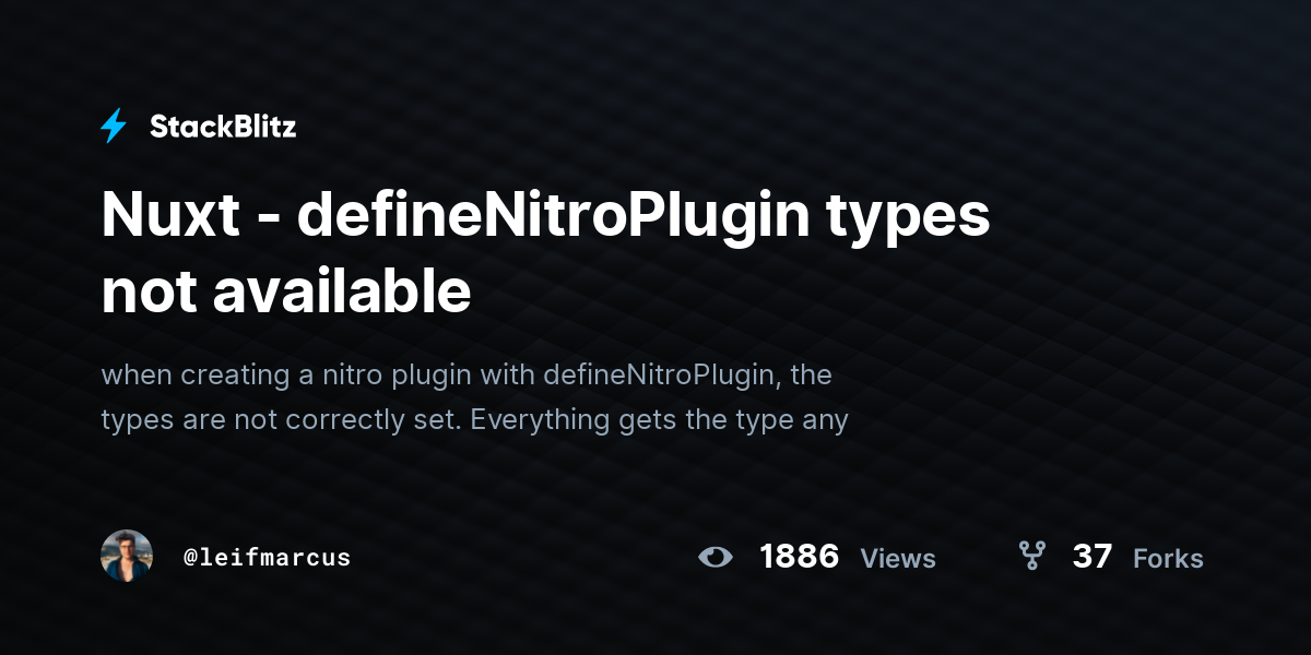 Nuxt - defineNitroPlugin types not available - StackBlitz